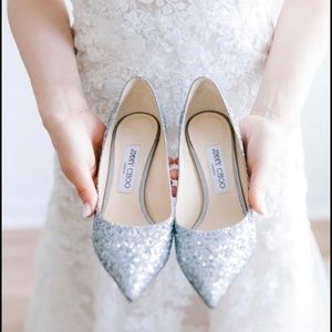 Jimmy Choo Love 85 Glitter Heels - Size 37, Excellent Condition